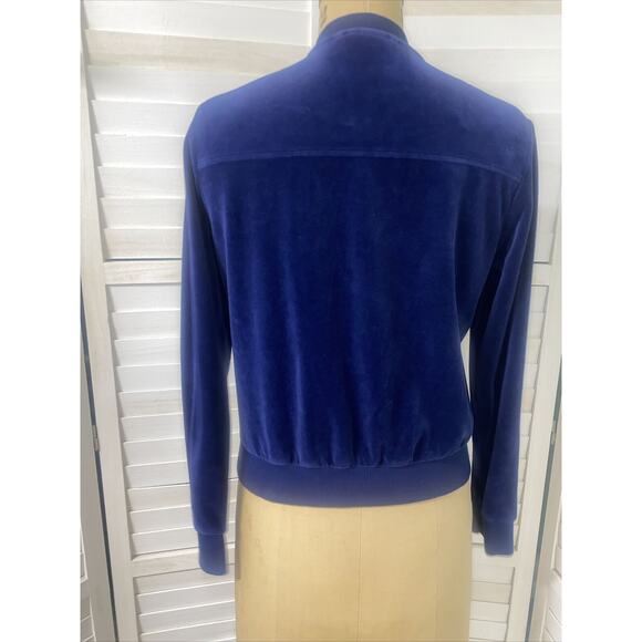 PUMA Women’s Velour Zip Up Track Top High Neck Blue Plush Tracksuit Jacket Med - Picture 5 of 9